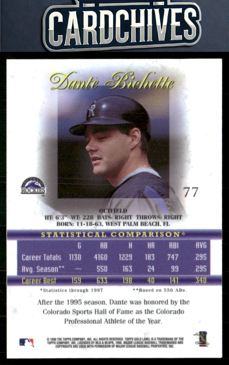 Dante Bichette 1998 Topps Gold Label #77
