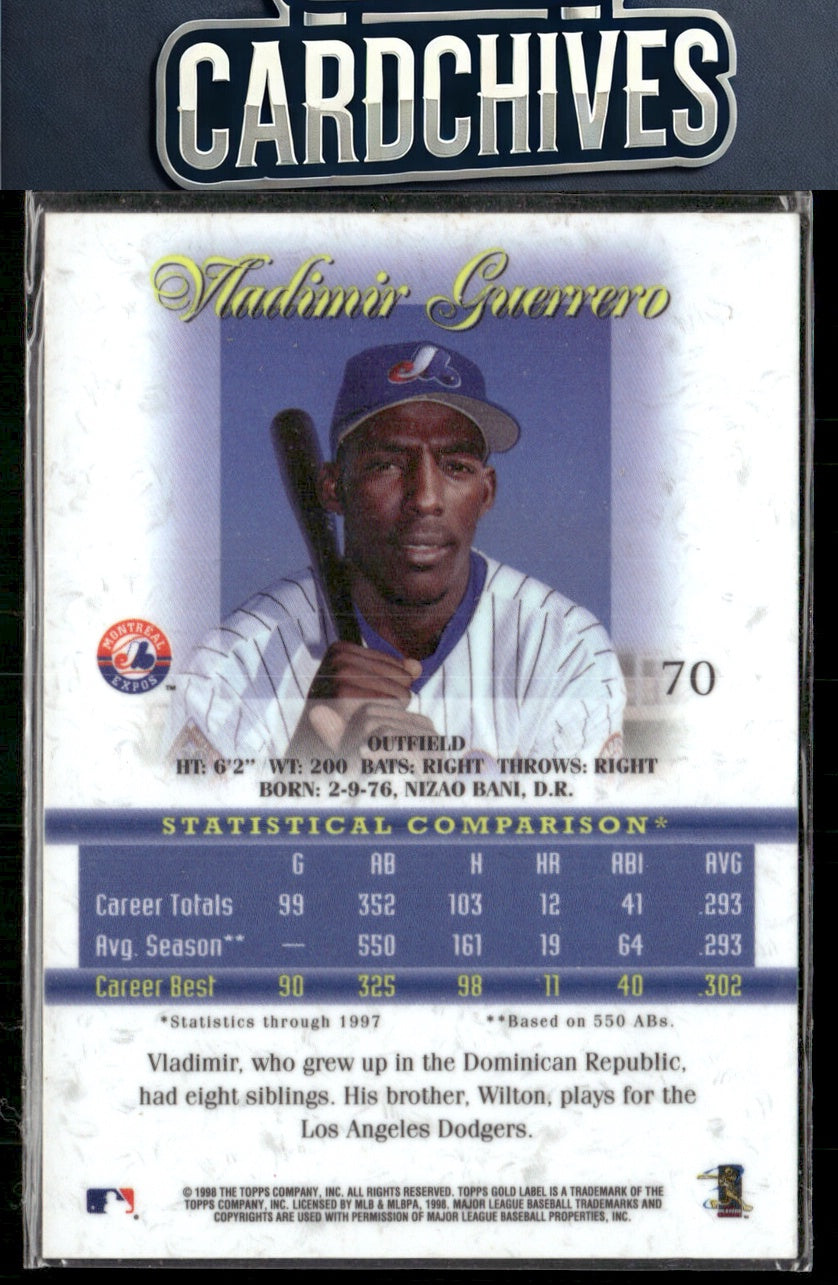 Vladimir Guerrero 1998 Topps Gold Label #70