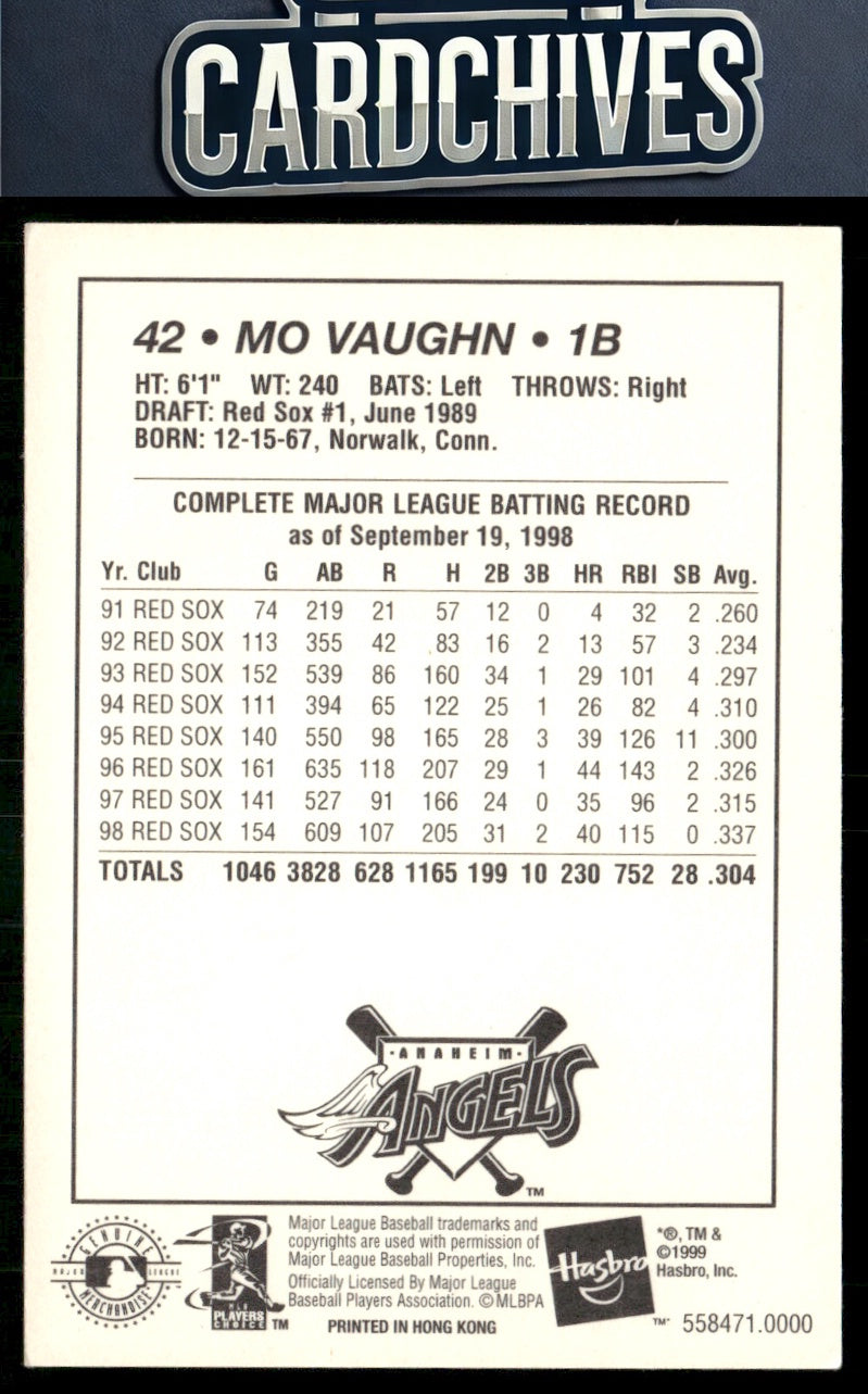 Mo Vaughn 1999 Kenner Hasbro Starting Lineup Cards #NNO