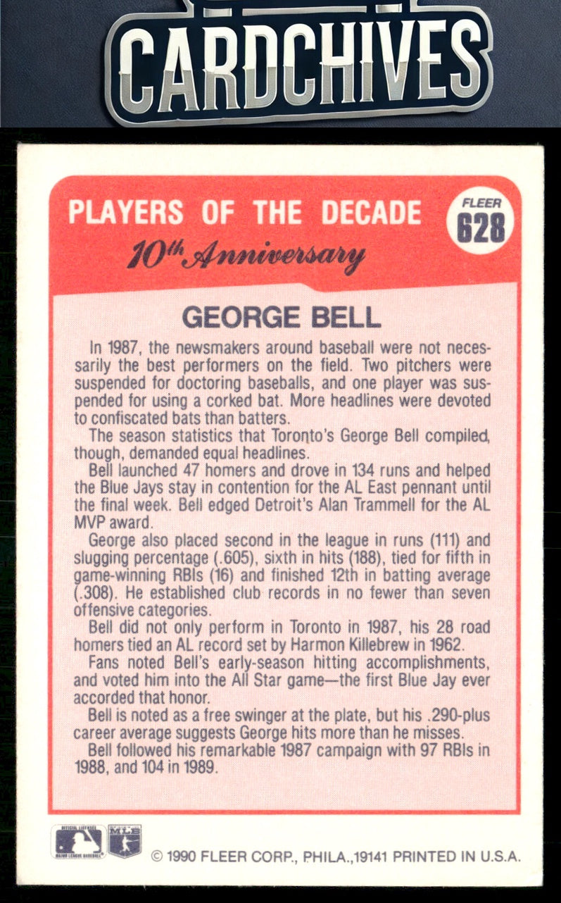 George Bell 1990 Fleer Canadian #628