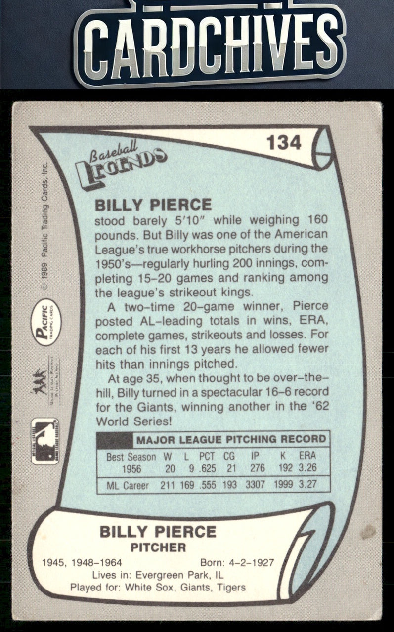 Billy Pierce 1989 Pacific Legends II #134