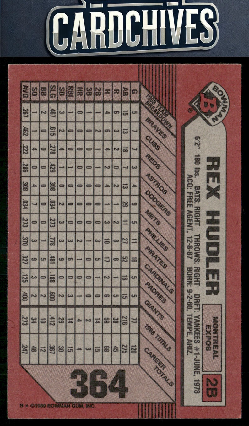 Rex Hudler 1989 Bowman #364