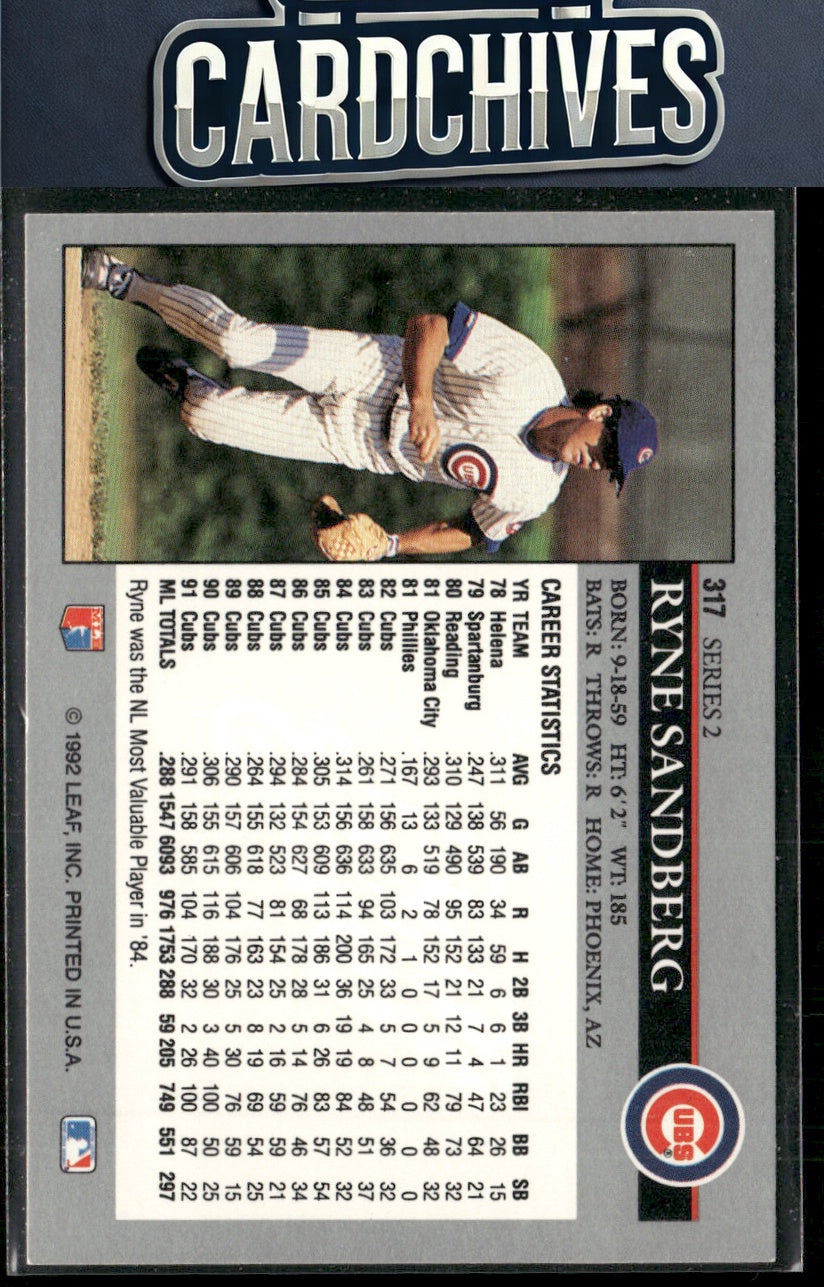 Ryne Sandberg 1992 Leaf #317