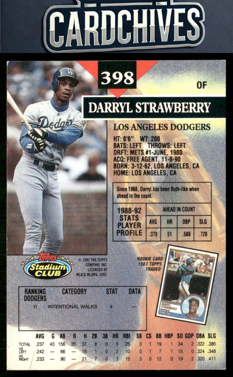 Darryl Strawberry 1993 Stadium Club #398