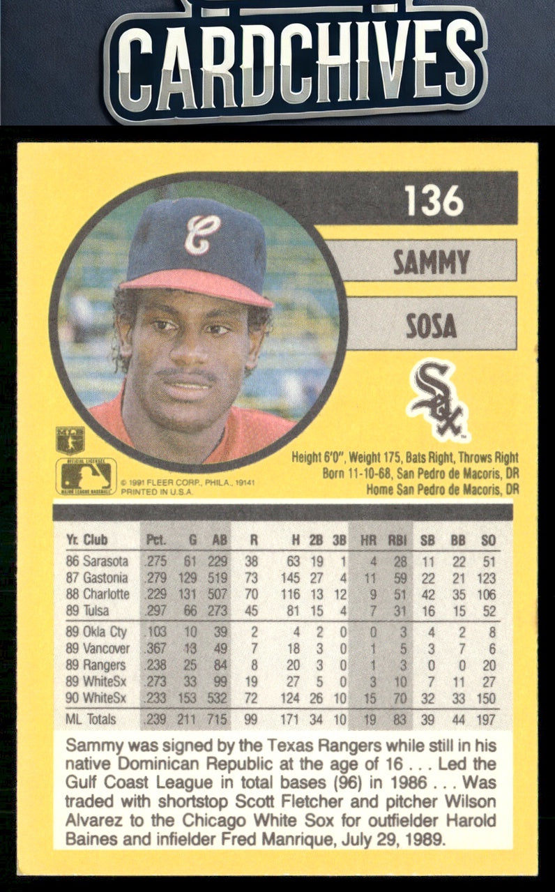 Sammy Sosa 1991 Fleer #136