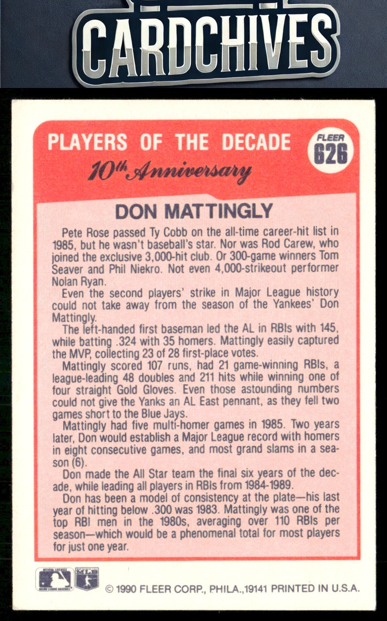 Don Mattingly 1990 Fleer #626