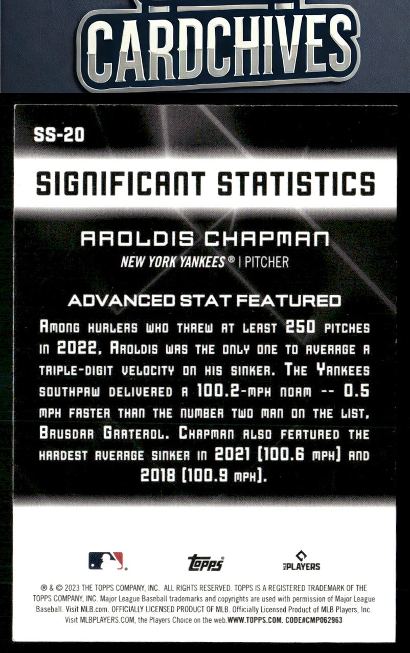 Aroldis Chapman 2023 Topps #SS-20 Significant Statistics