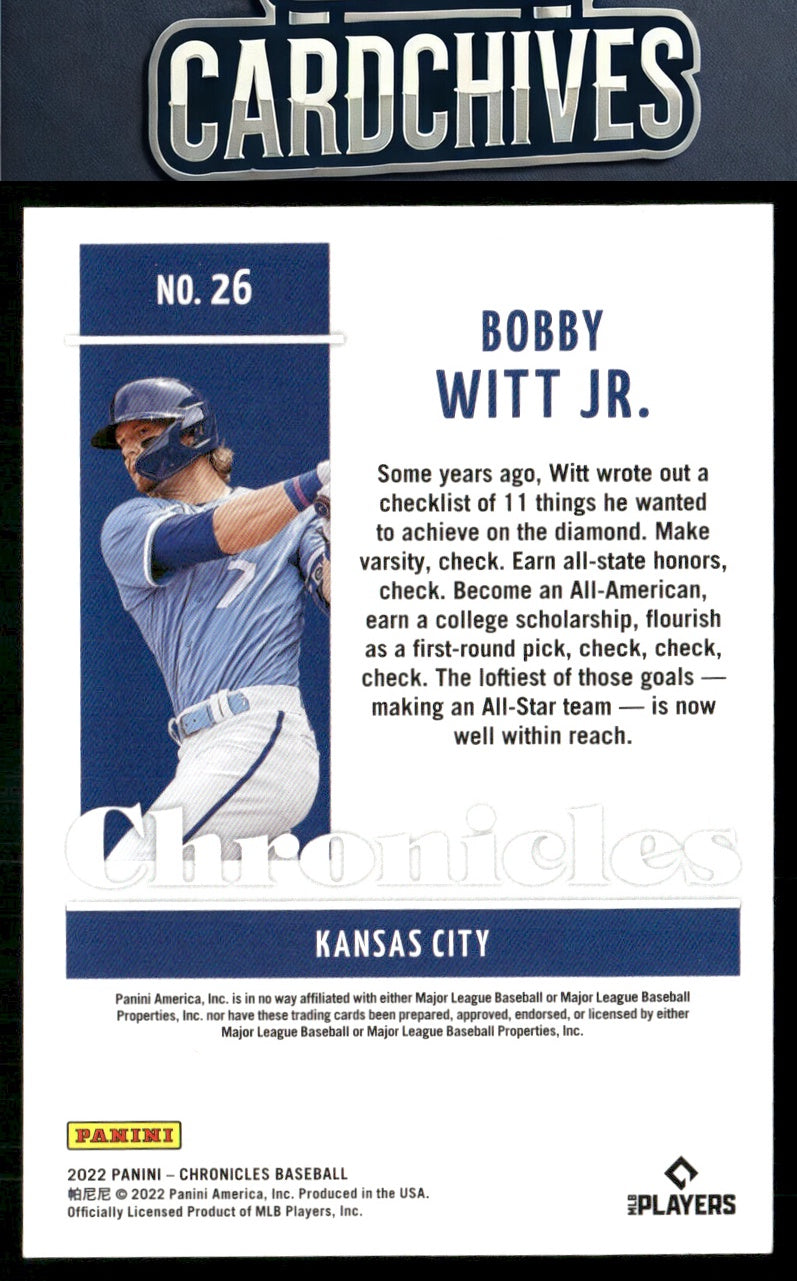 Bobby Witt Jr. 2022 Panini Chronicles #26 RC