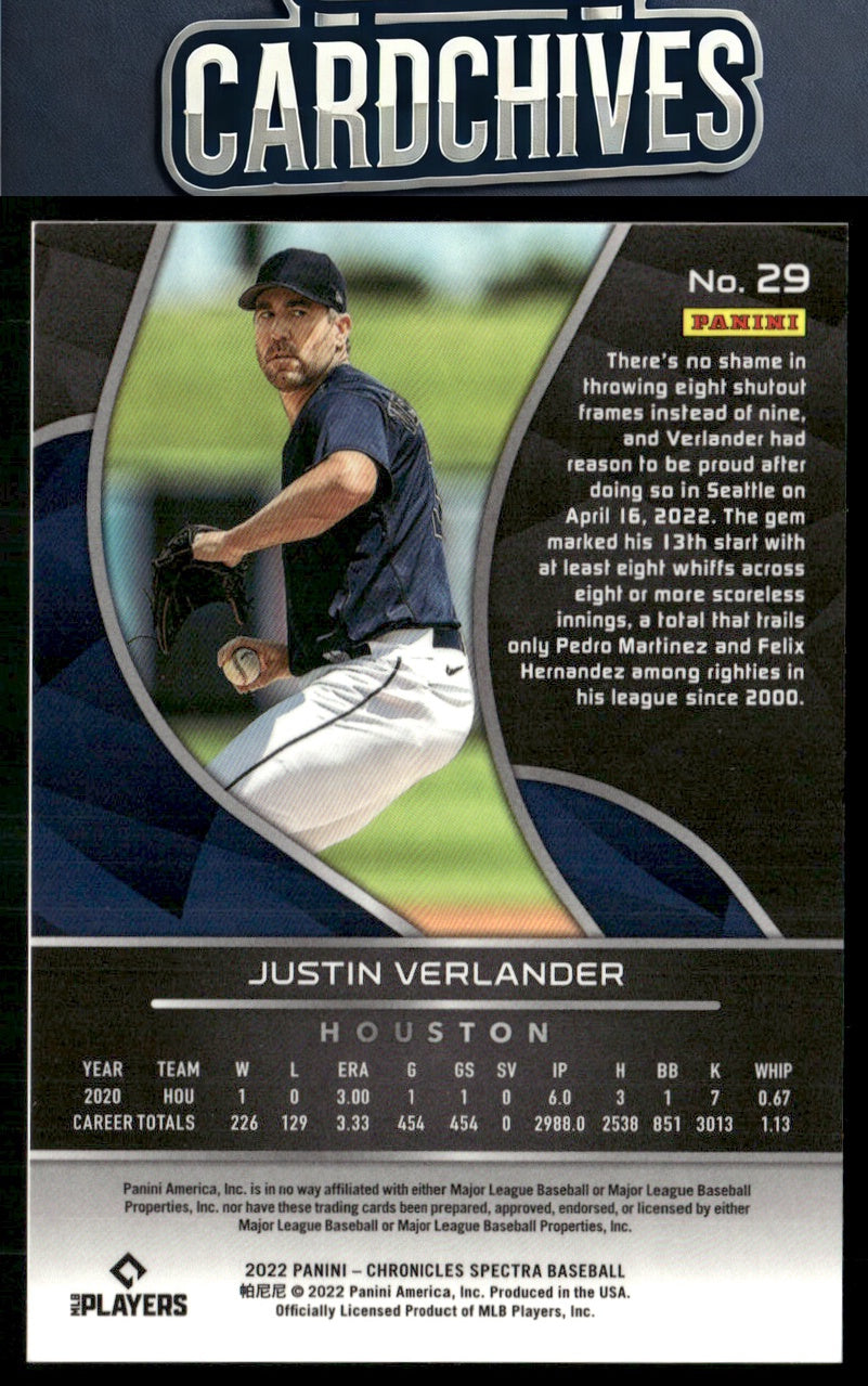 Justin Verlander 2022 Panini Chronicles #29 Spectra