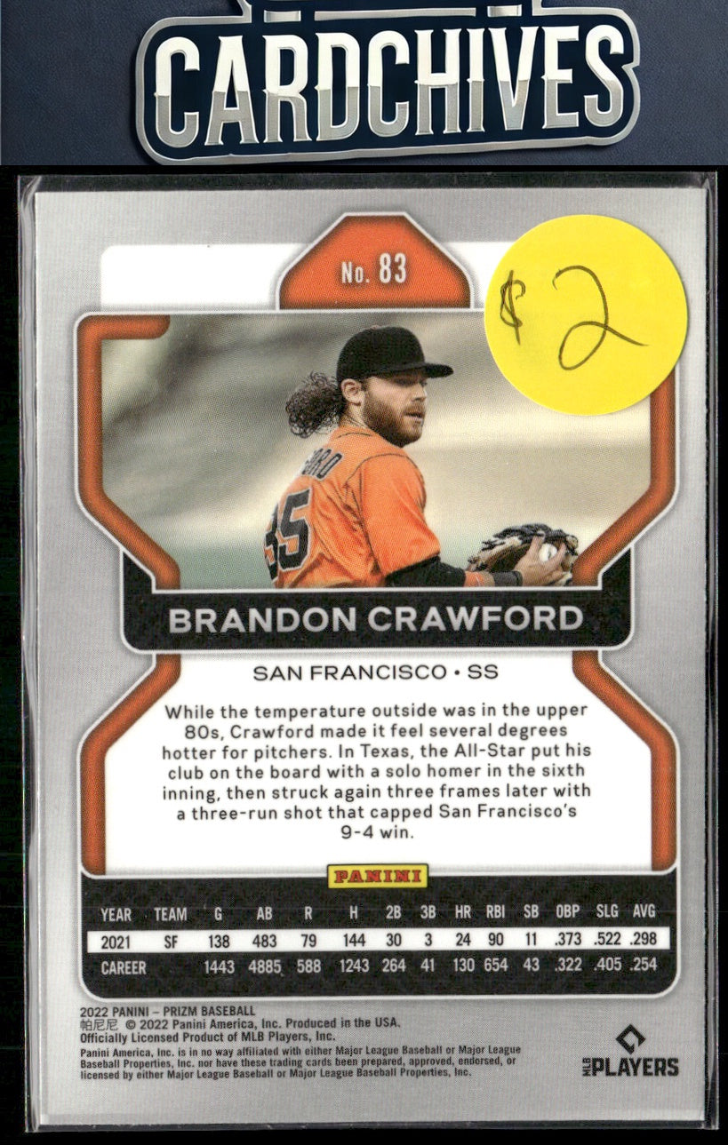 Brandon Crawford 2022 Panini Prizm #83 Blue Velocity Prizm