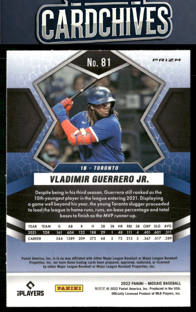 Vladimir Guerrero Jr. 2022 Panini Mosaic #81 Reactive Orange Mosaic