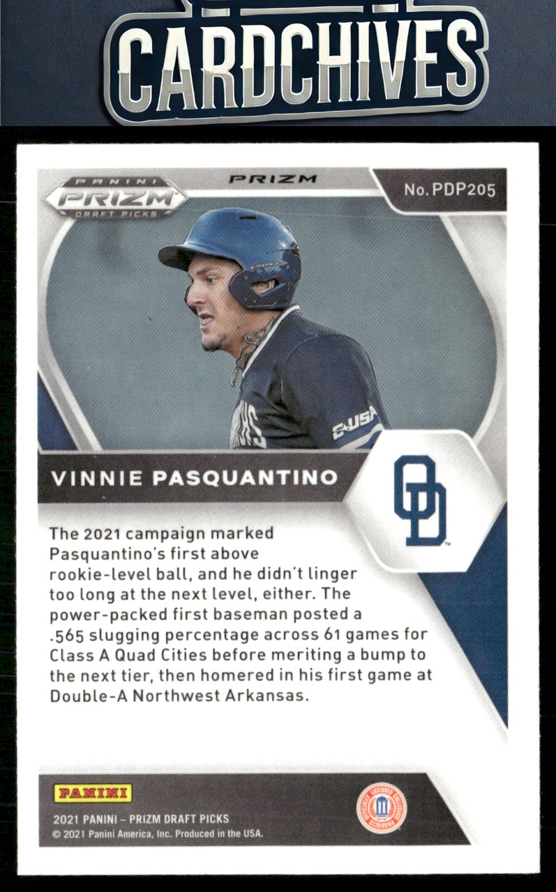 Vinnie Pasquantino 2021 Prizm Draft Picks #PDP205 Hyper Blue Carolina Blue Prizm
