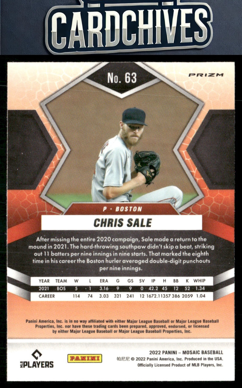 Chris Sale 2022 Panini Mosaic #63 Green Mosaic