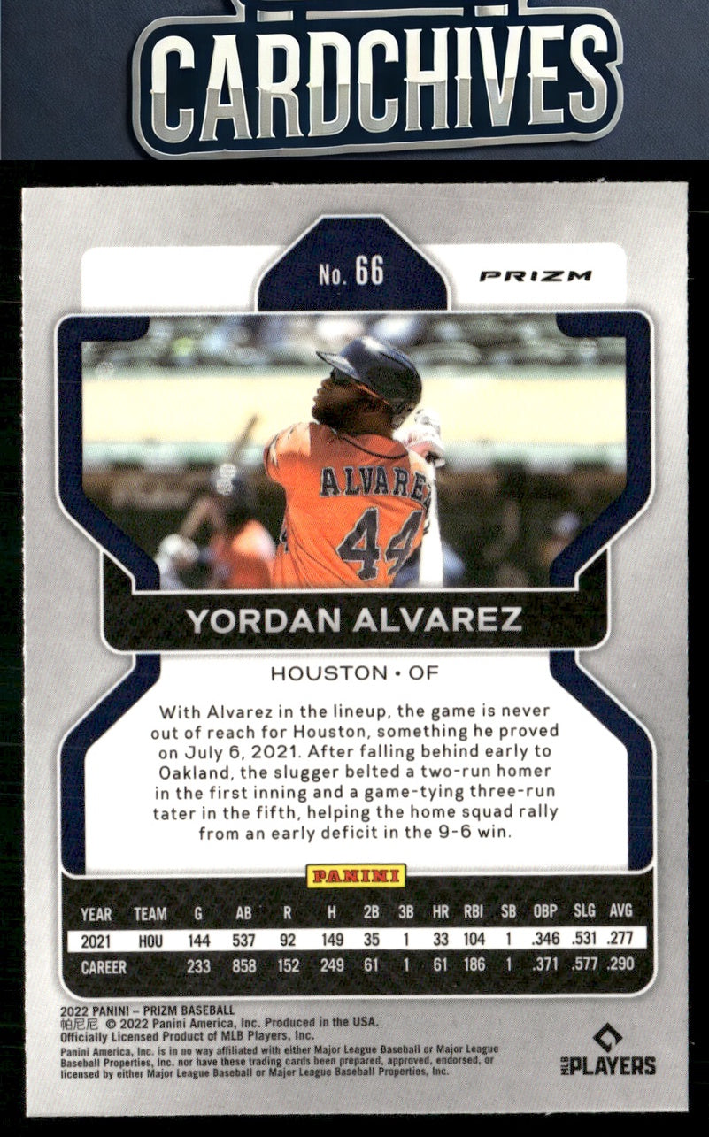 Yordan Alvarez 2022 Panini Prizm #66 Purple Prizm