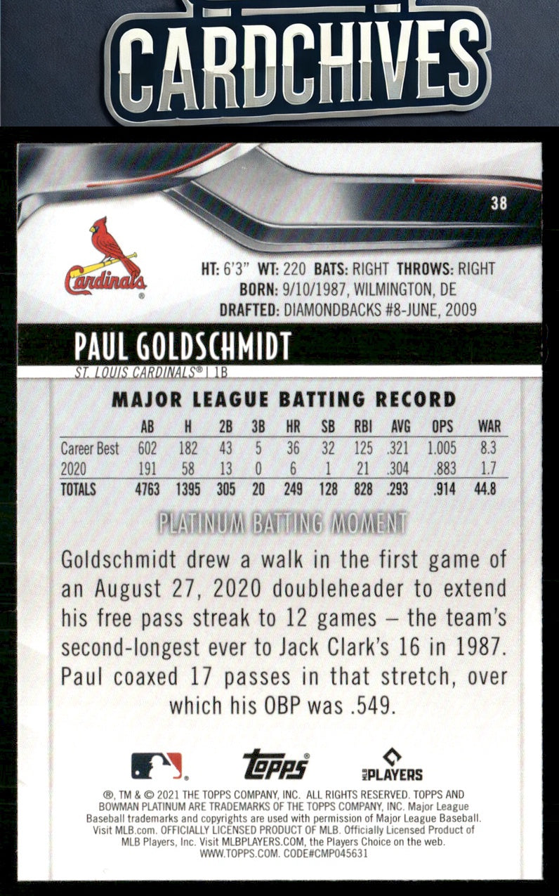Paul Goldschmidt 2021 Bowman Platinum #38