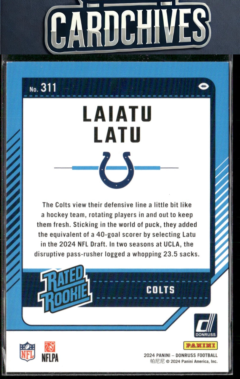 Laiatu Latu 2024 Donruss #311 Press Proof Green RC