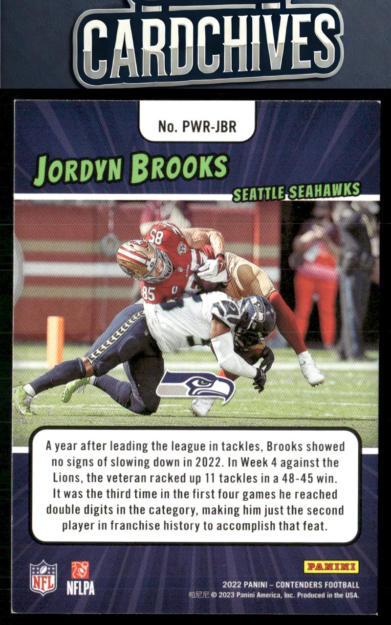 Jordyn Brooks 2022 Panini Contenders #PWR-JBR Power Players Emerald