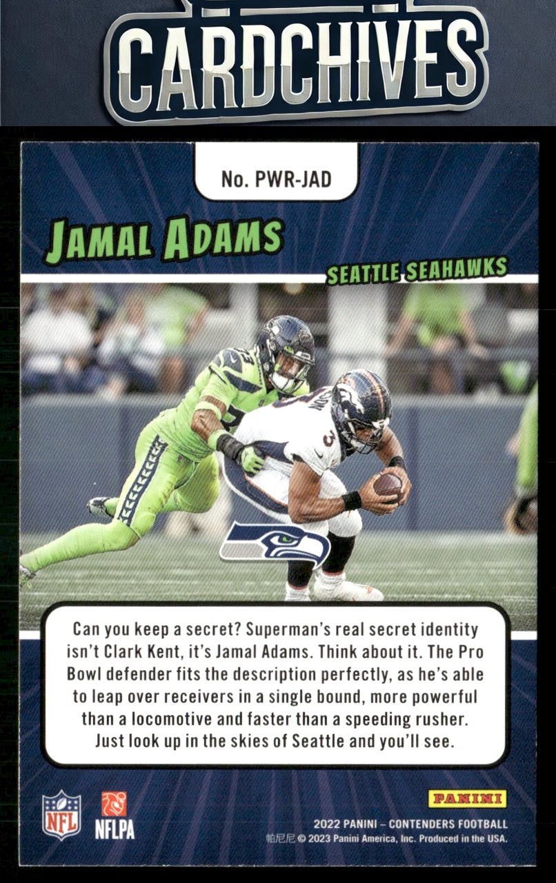 Jamal Adams 2022 Panini Contenders #PWR-JAD Power Players Emerald