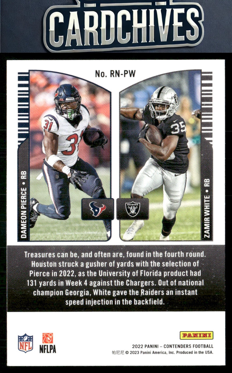 Dameon Pierce / Zamir White 2022 Panini Contenders #RN-PW Round Numbers Emerald