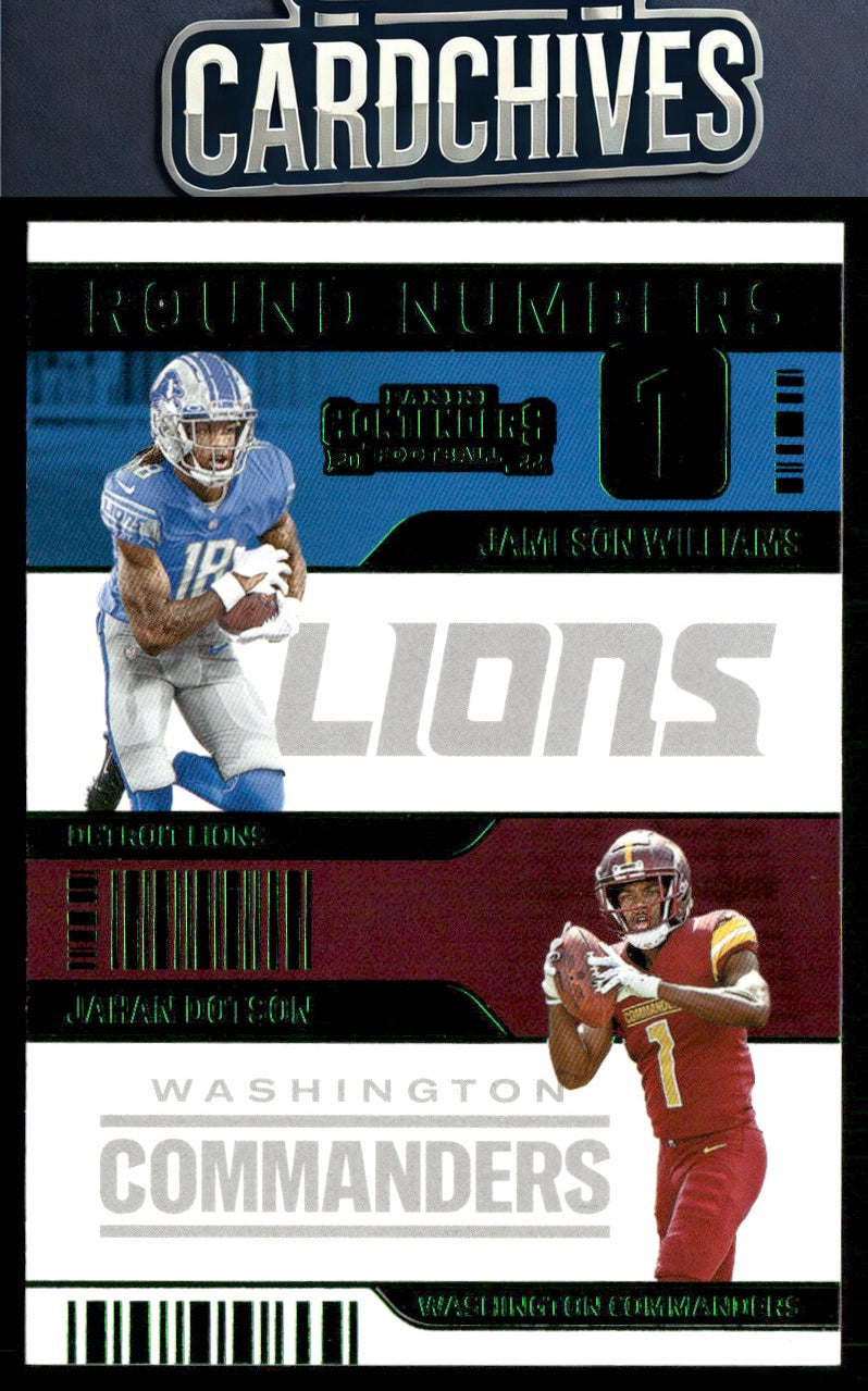 Jameson Williams / Jahan Dotson 2022 Contenders #RN-WD Round Numbers Emerald