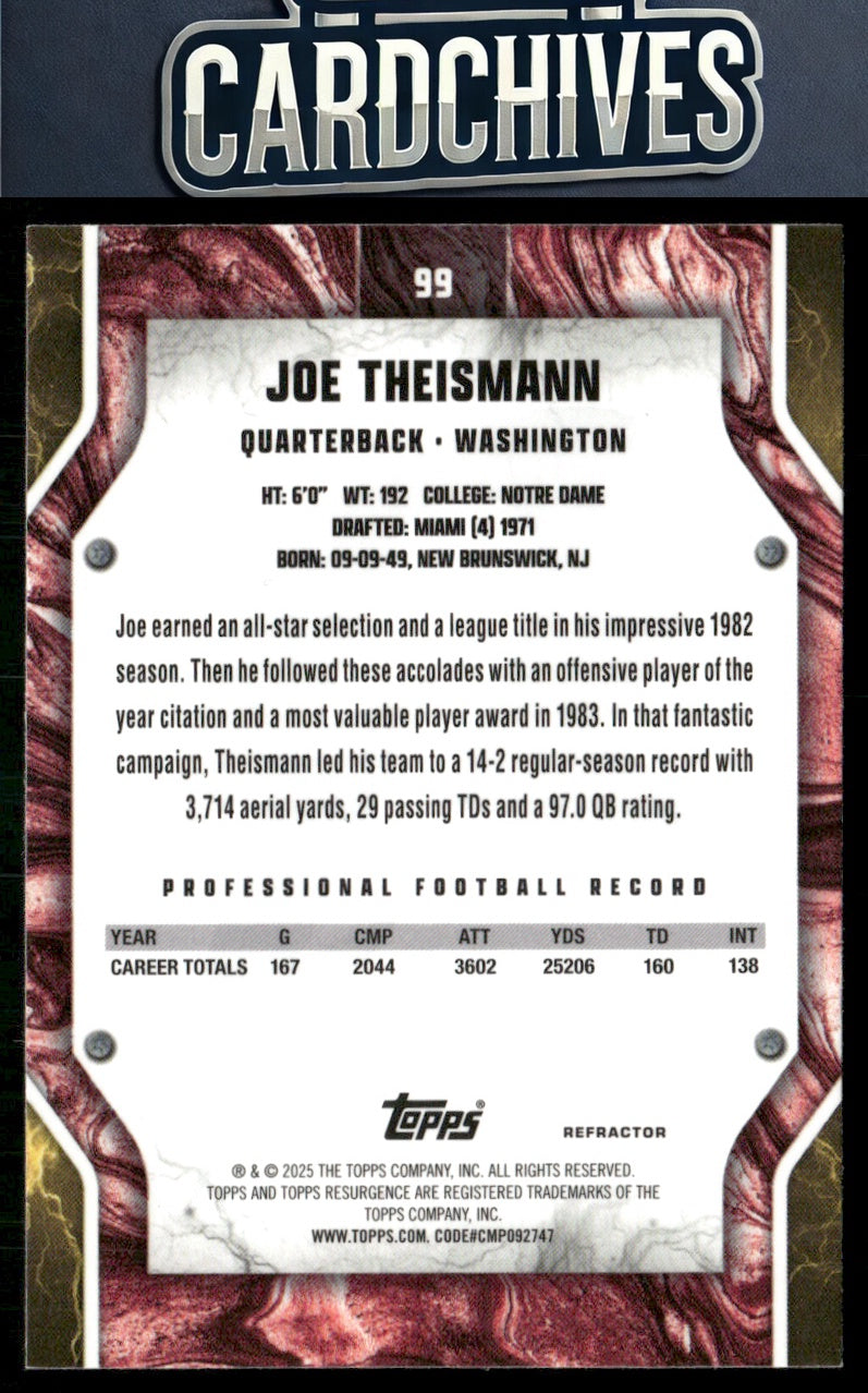 Joe Theismann 2024 Topps Resurgence #99 Refractor