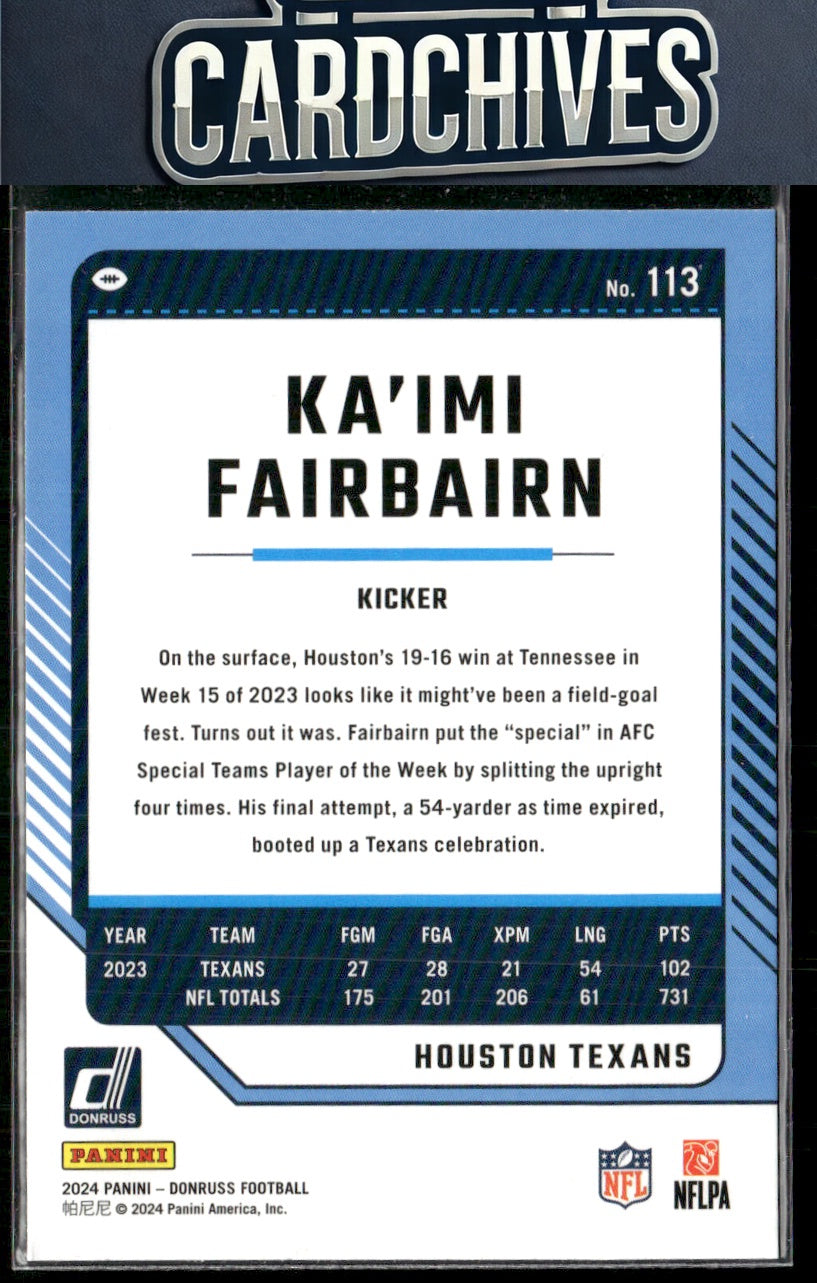 Ka'imi Fairbairn 2024 Donruss #113 Press Proof Green