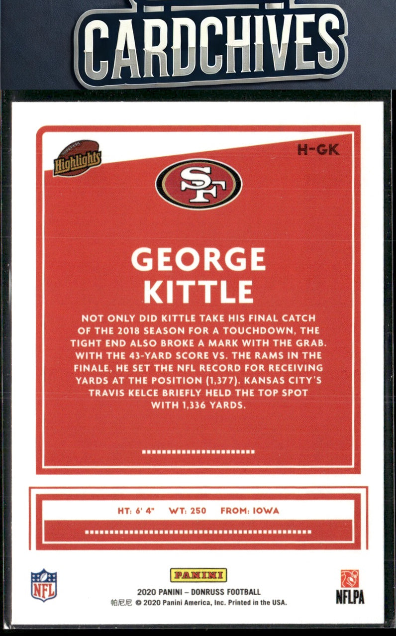George Kittle 2020 Donruss #H-GK Highlights