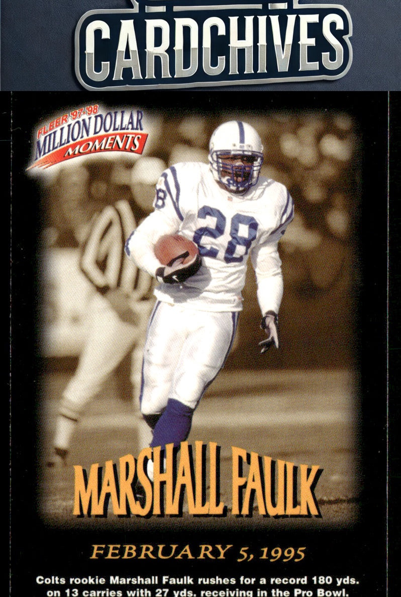 Marshall Faulk 1997 Fleer #20 Million Dollar Moments Game Cards