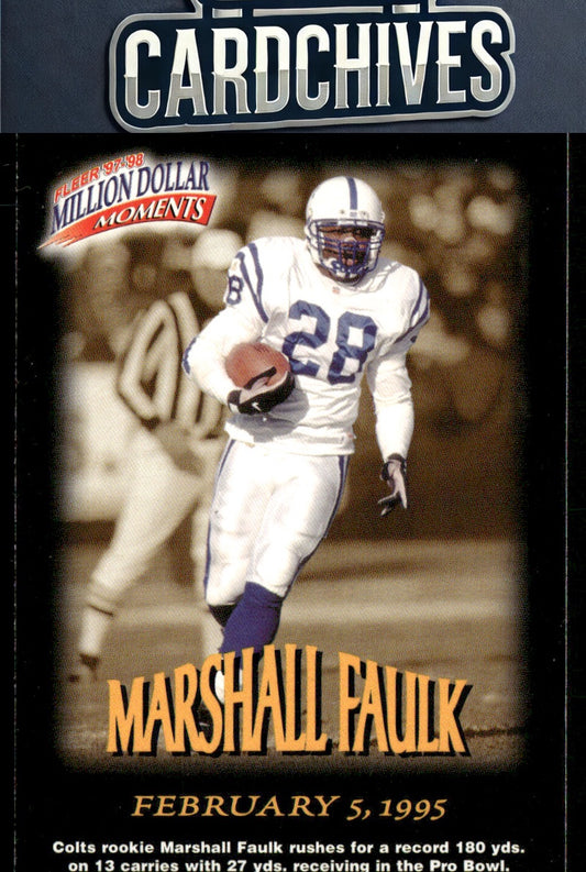 Marshall Faulk 1997 Fleer #20 Million Dollar Moments Game Cards