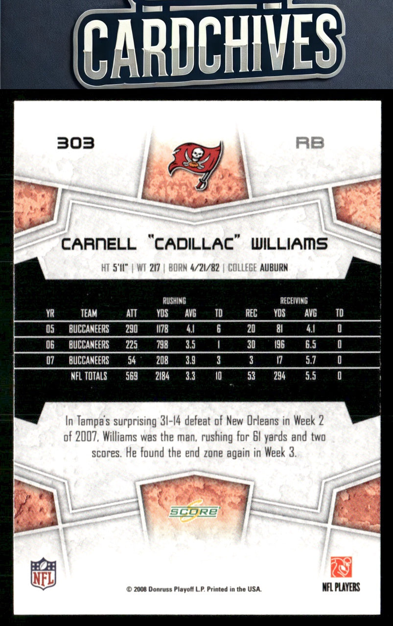 Cadillac Williams 2008 Score Select #303