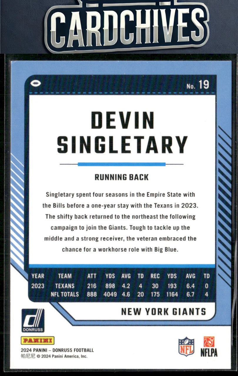 Devin Singletary 2024 Donruss #19 Press Proof Purple