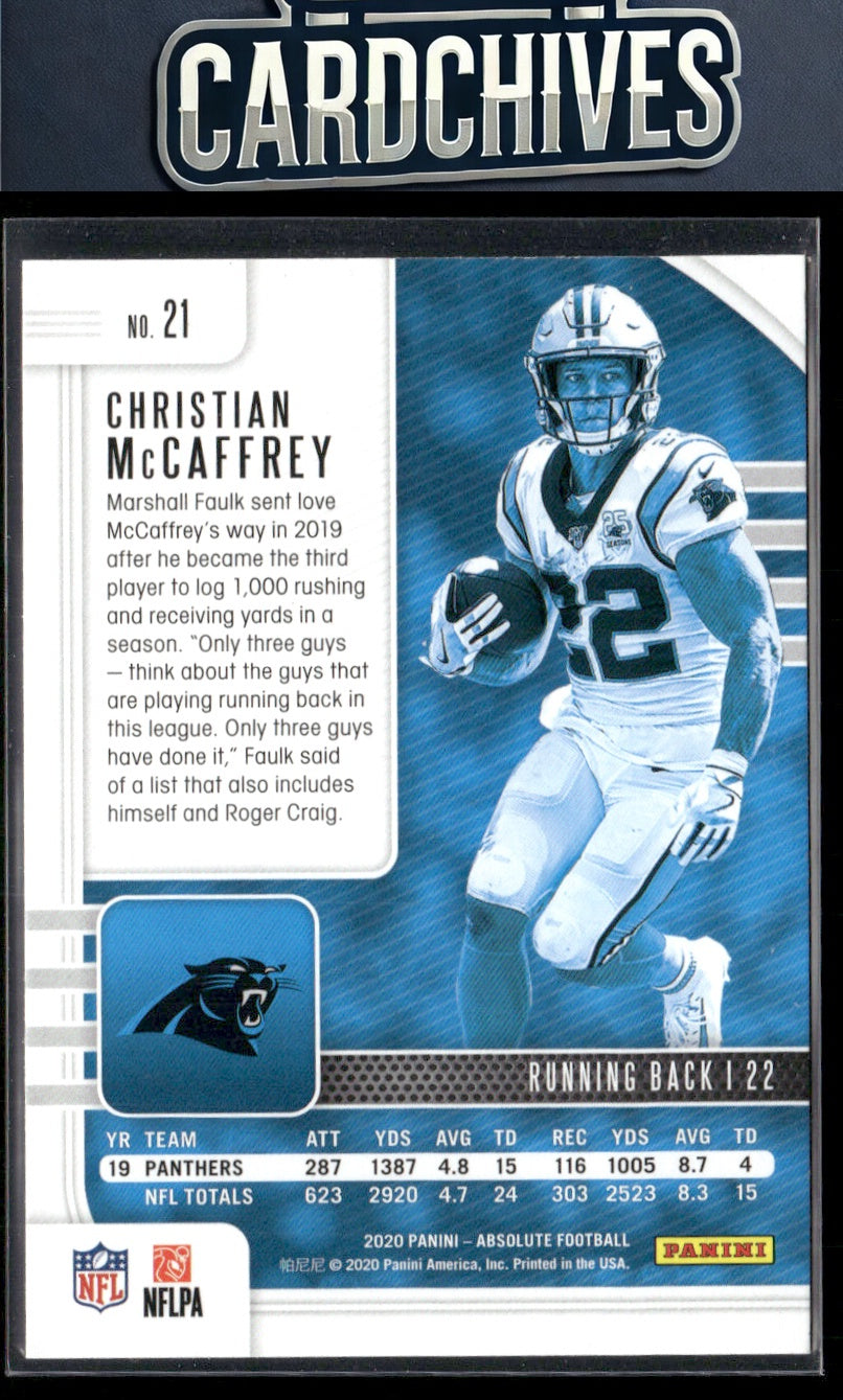 Christian McCaffrey 2020 Panini Absolute #21 Green