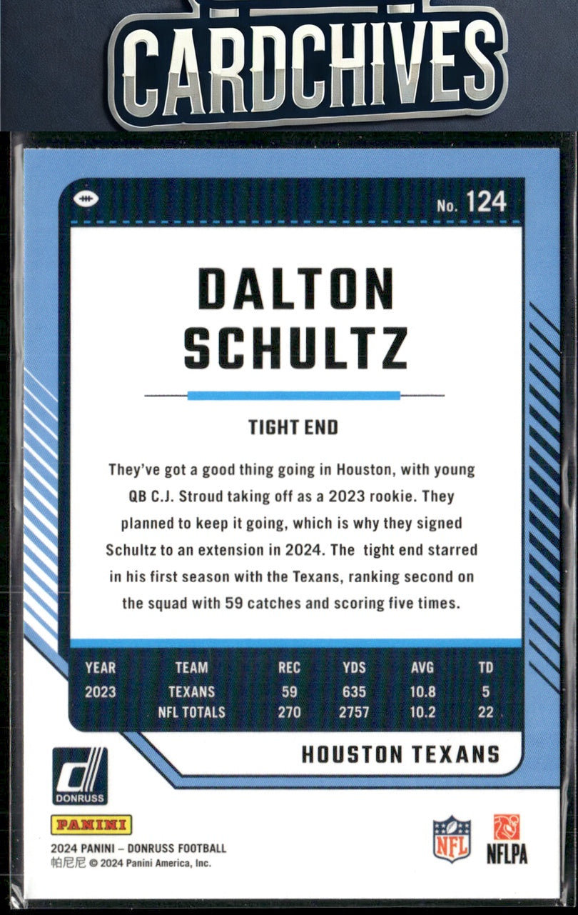 Dalton Schultz 2024 Donruss #124 Press Proof Green