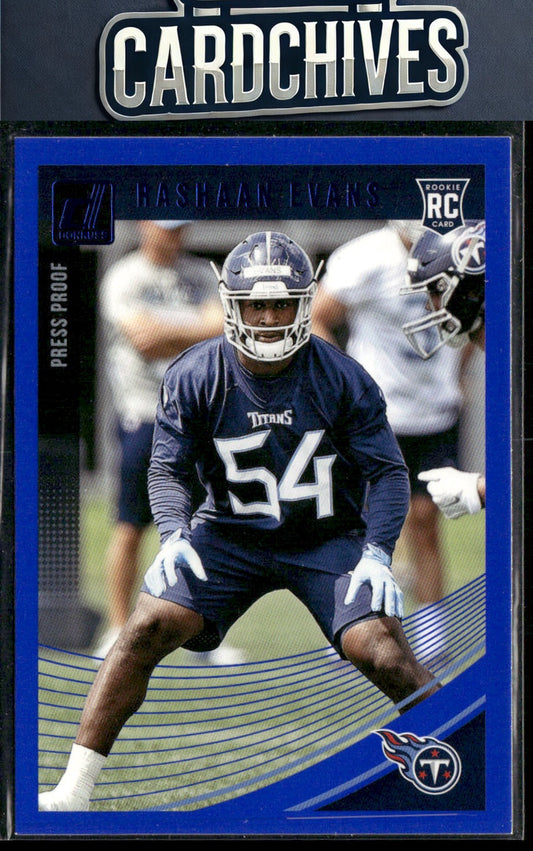 Rashaan Evans 2018 Donruss #361 Press Proof Blue RC