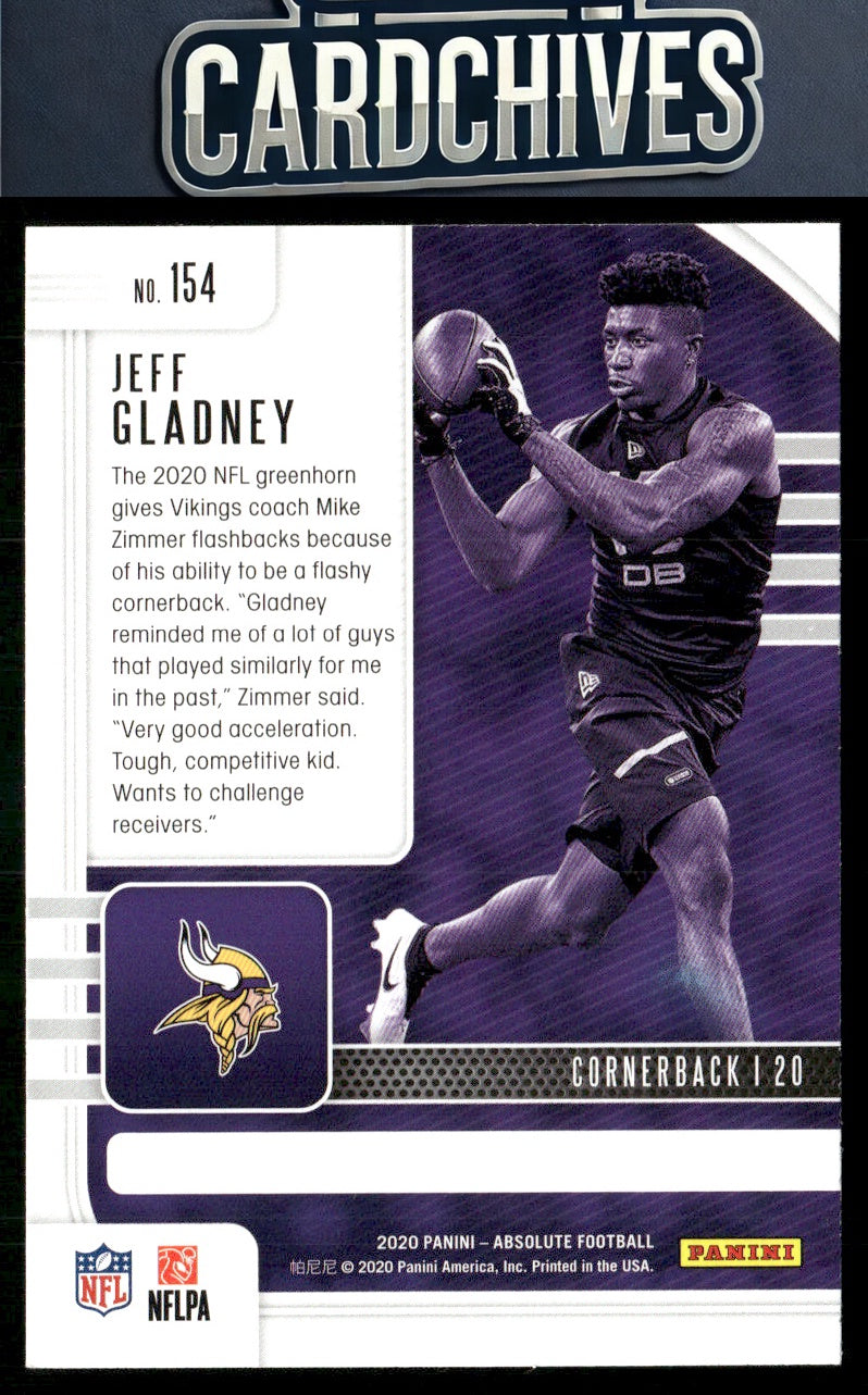 Jeff Gladney 2020 Panini Absolute #154 Yellow RC