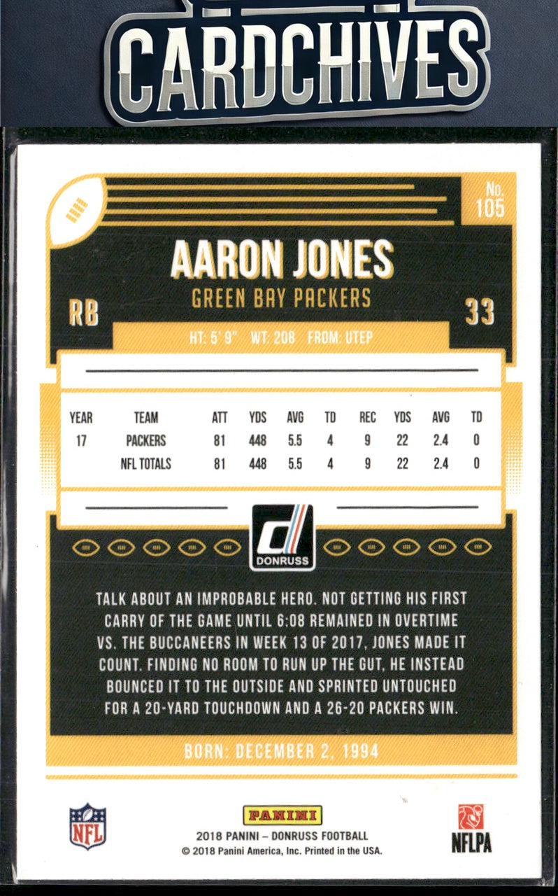 Aaron Jones 2018 Donruss #105 Press Proof Blue