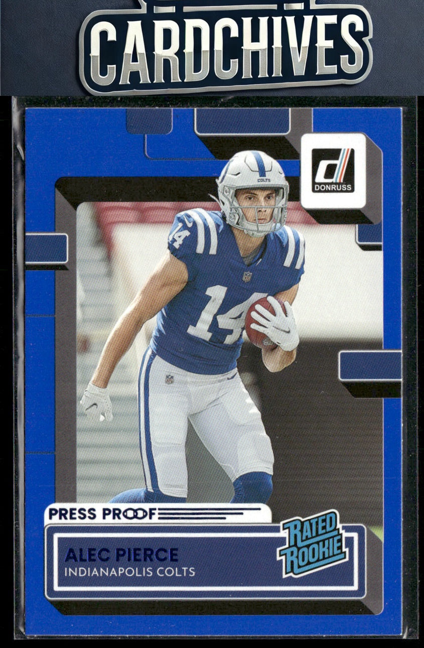 Alec Pierce 2022 Donruss #321 Blue Press Proof RC