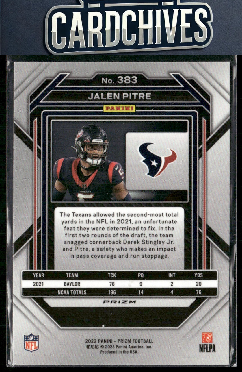 Jalen Pitre 2022 Panini Prizm #383 Silver RC