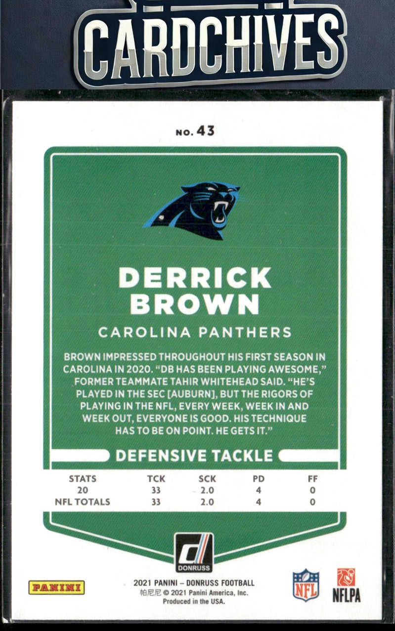 Derrick Brown 2021 Donruss #43 Press Proof Red