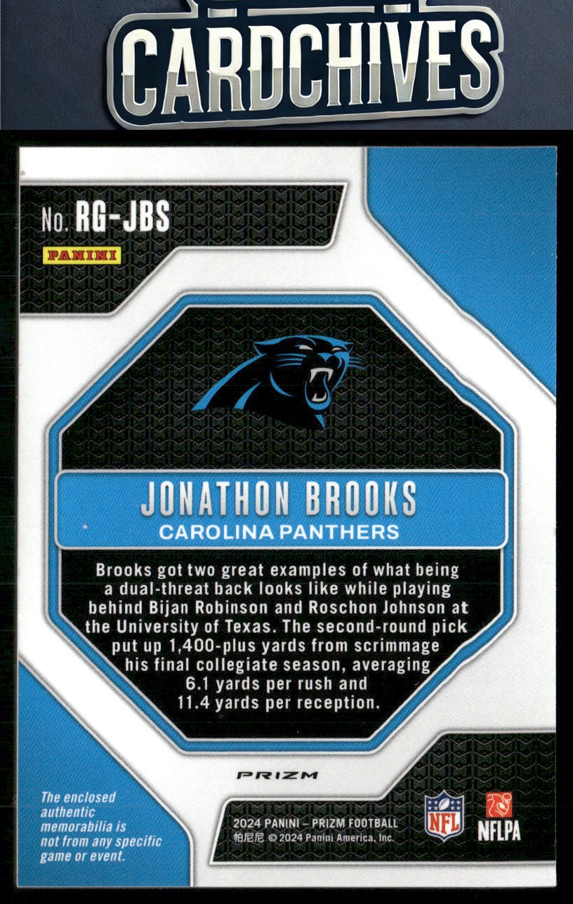 Jonathon Brooks 2024 Panini Prizm #RG-JBS Rookie Gear MEM